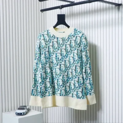 Classic Sweater With Monogram Jacquard Pattern And Round Neckline - etkick reps au