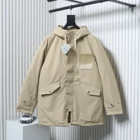 Midi Length Down Jacket With Hood And Leather Label M-XXXL