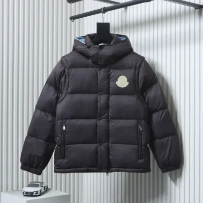 Moncler Cyclone Down Jacket With Large Logo Detachable Sleeves And Hood - etkick reps au