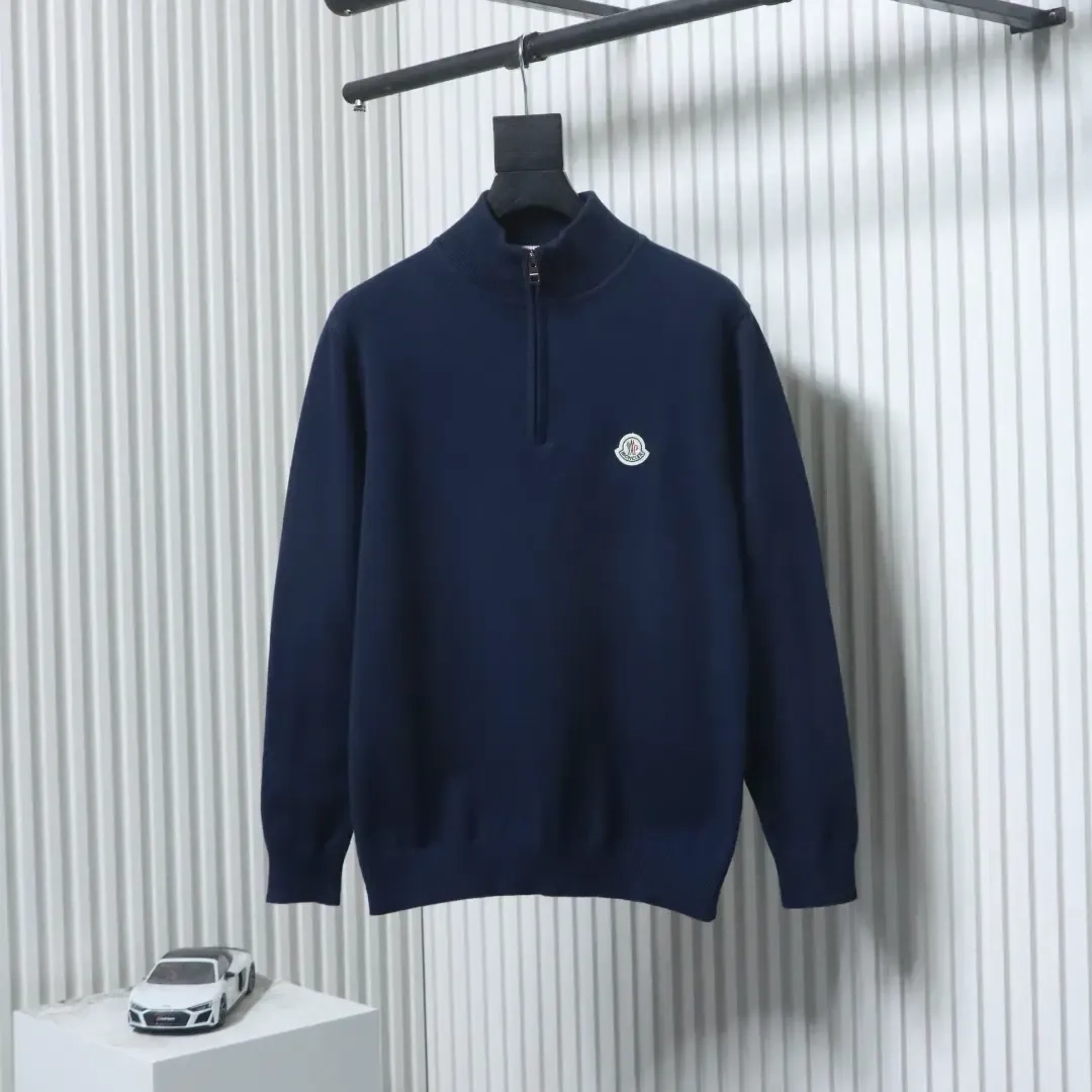 Moncler Mc Knit Sweater With Small Logo And Half Zipper XXL - etkick reps au