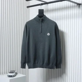 Moncler Mc Knit Sweater With Small Logo And Half Zipper XXL