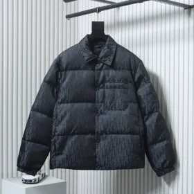 New Down Jacket With Monogrammed Jacquard Fabric Collar