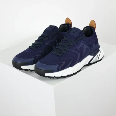 Runner Tatic Knitted Lace Up Sneakers In Blue And White - etkick reps au
