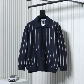 Striped Cardigan With Collar