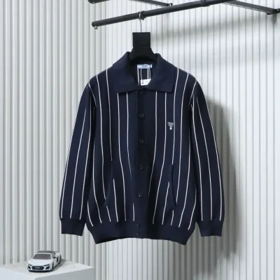 Striped Cardigan With Collar - etkick reps au