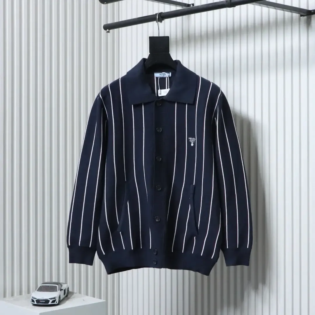 Striped Cardigan With Collar - etkick reps au