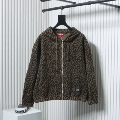 Thermal Jacket With Hood And Zipper Leopard Print Waffle Pique Fabric - etkick reps au