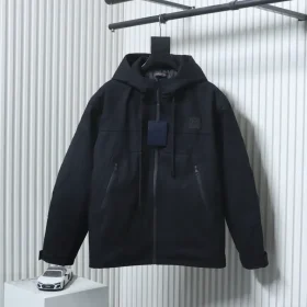 Trench Coat With Monogram Embossing And Cargo Pockets, And A Down Jacket With A Zipper