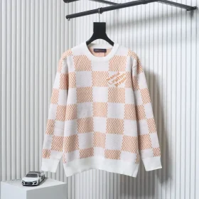 karierter Jacquard-Pullover mit Rundhalsausschnitt