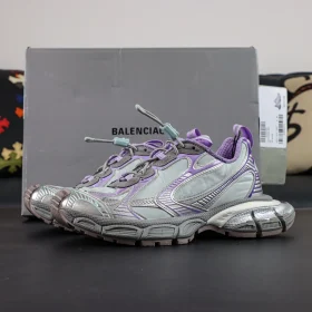 Balenciaga 3Xl Distressed Platform Sneakers With Round Toe Purple Silver