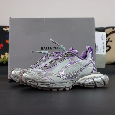 Balenciaga 3Xl Distressed Platform Sneakers With Round Toe Purple Silver - etkick reps au