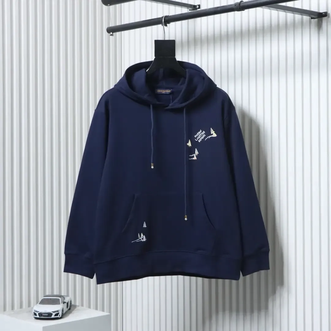 Hoodie With Sailboat Pattern And Embroidery - etkick reps au