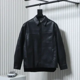 Leather Jacket With Anagram Pocket And Zipper