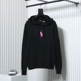 Ralph Lauren Hooded Sweatshirt With Embroidered Logo And Cable Knit Pattern.