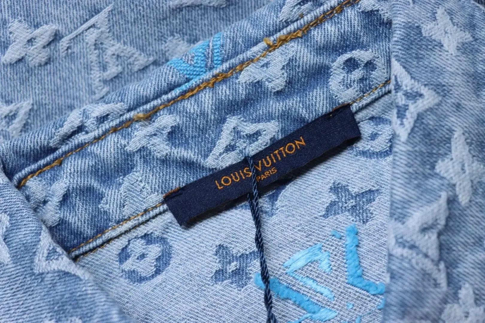 Denim Shirt Jacket With Monogrammed Jacquard Embroidery - Image 12