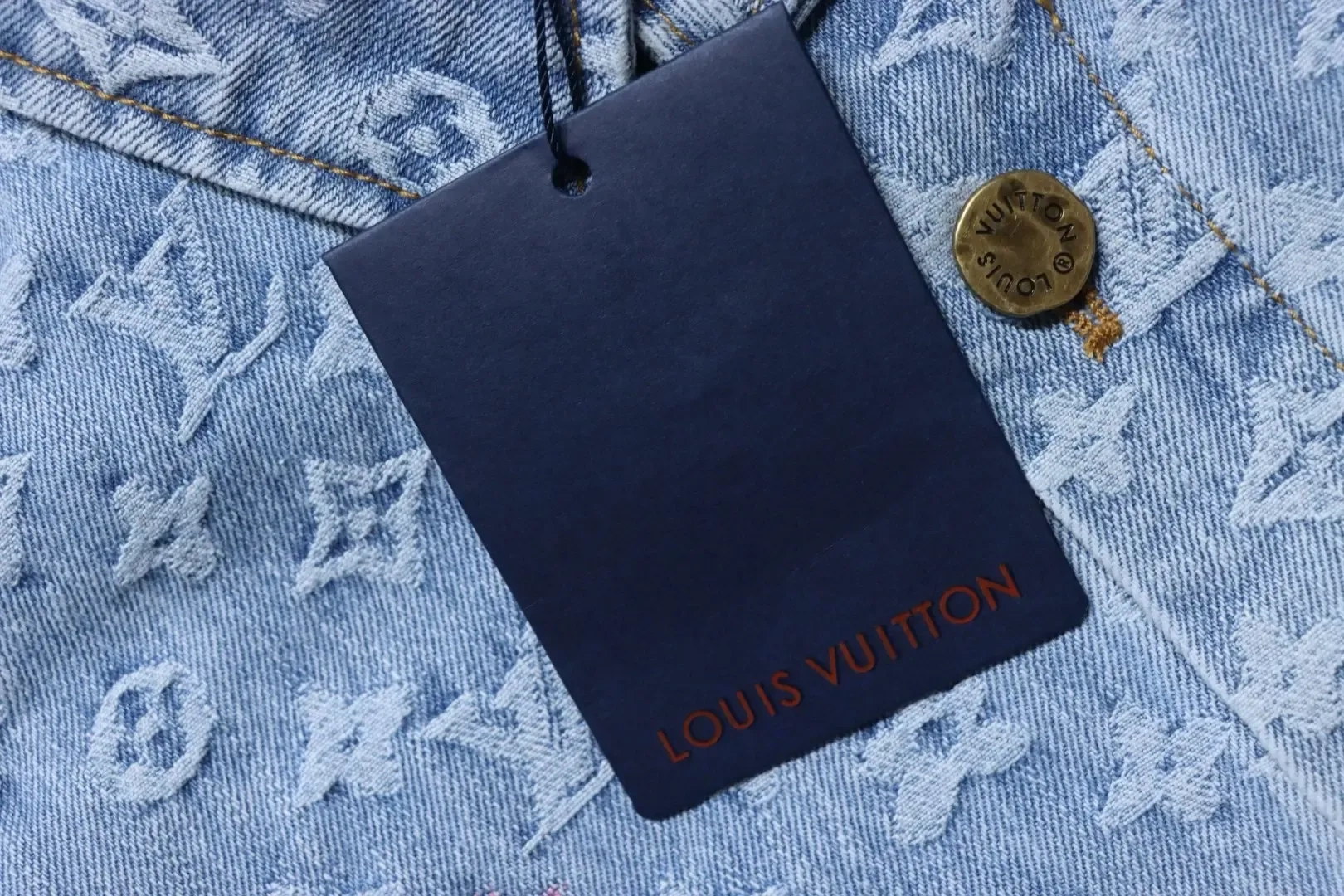 Denim Shirt Jacket With Monogrammed Jacquard Embroidery - Image 10