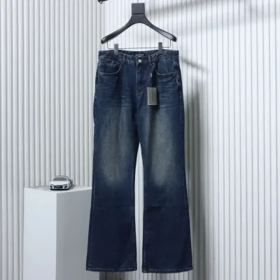 Balenciaga 25SS Retro Washed Blue Flared Pants