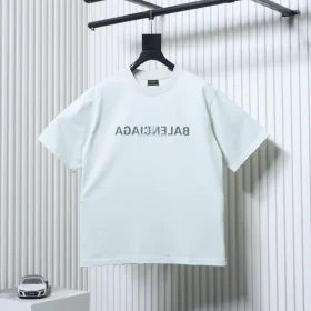Balenciaga 25ss Reverse Letter Double B Print Washed Ripped Short Sleeve T-Shirt
