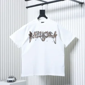 Balenciaga Double B Hand-painted Graffiti Short-Sleeve T-Shirt