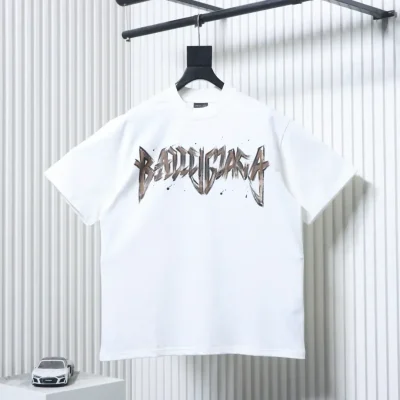 Balenciaga Double B Hand-painted Graffiti Short-Sleeve T-Shirt