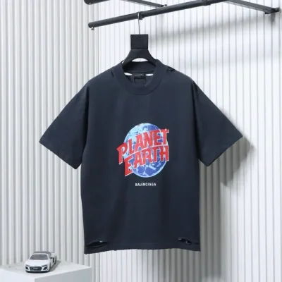 Balenciaga ShortvSleeved With Earth Print And Rips - etkick reps au