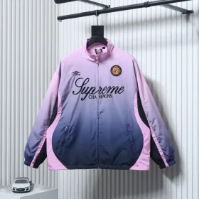 Jacket with color gradient, embroidered logo and zipper