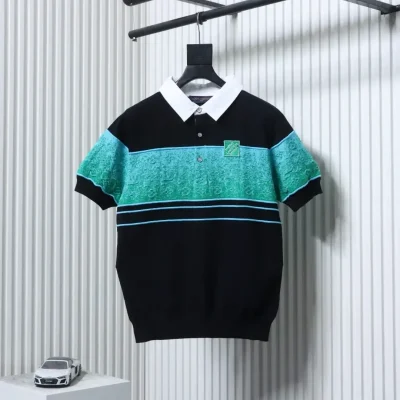 LU Knitted Polo Shirt With Gradient Color And Monogram Jacquard Pattern shirt - etkick reps au