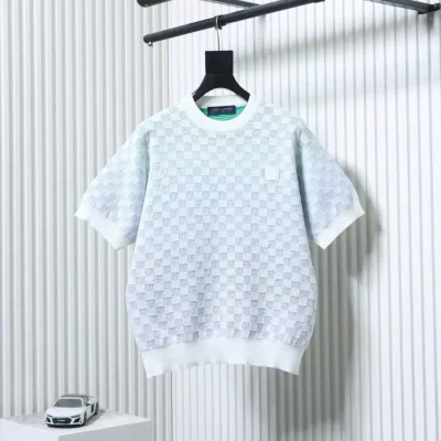 LU Shirt Knit Sweater With Checkerboard Pattern And Color Gradient - etkick reps au