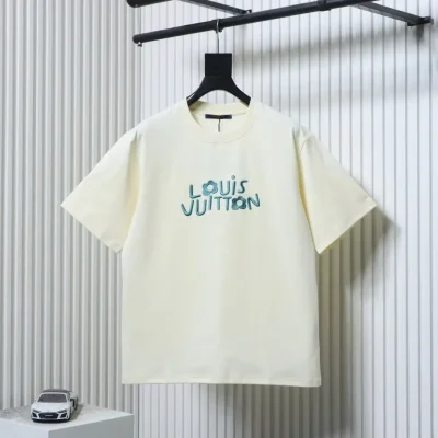 LU Short-Sleeved Top With Small Blue Floral And Letter Embroidery - etkick reps au