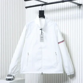 Moncler Nylon Jacket With Patch Sleeve Pockets And Zipper