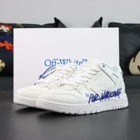 OFF-WHITE Out Of Office Leather Sneakers White with Blue