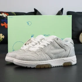 OFF-WHITE Out Of Office leather sneakers white with rhinestones