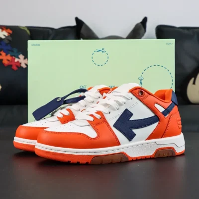 Off-White Out Of Office Leather Sneakers Casual Low-Top White And Orange