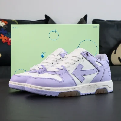 Off-White Out Of Office Leather Sneakers Casual Premium Version In Purple And White