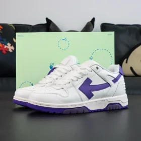 Off-White Out Of Office Leather Sneakers Casual White And Purple Arrow