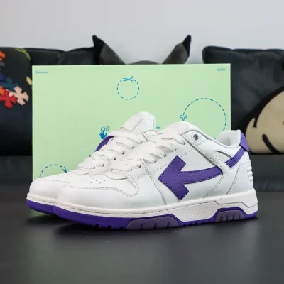 Off-White Out Of Office Leather Sneakers Casual White And Purple Arrow