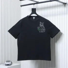 Porcelain short-sleeved shirt with big cat motif