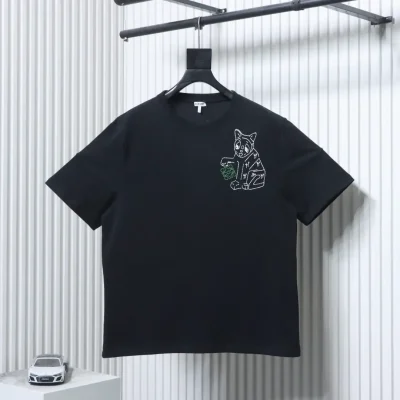 Porcelain short-sleeved shirt with big cat motif