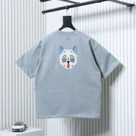 Short-sleeved T-shirt with embroidered kitten logo