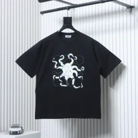 Short-sleeved T-shirts with octopus print and anagram embroidery