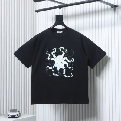 Short-sleeved T-shirts with octopus print and anagram embroidery