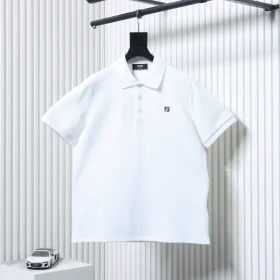 Short-sleeved polo shirt with double F metal logo, sizes M-XXL